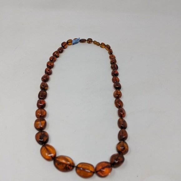 JTYDS Cognac Baltic Amber Beaded Necklace Twist Clasp 28" - Picture 3 of 9